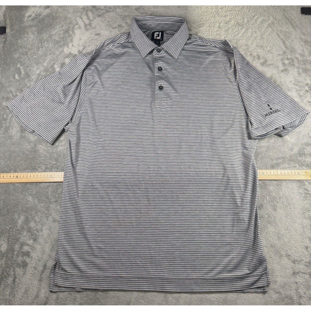 Footjoy Mirabel GC Logo Pro Dry Golf Polo Shirt Gray Striped Large SKU 25551